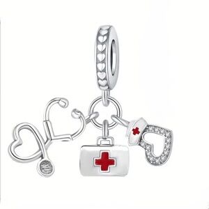 Platinum Plated S925 Nurse Charm Pandora Style